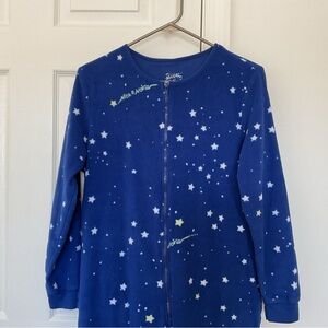 NICK & NORA  Pajamas Fleece Blue Night Stars Footie Zip Up M